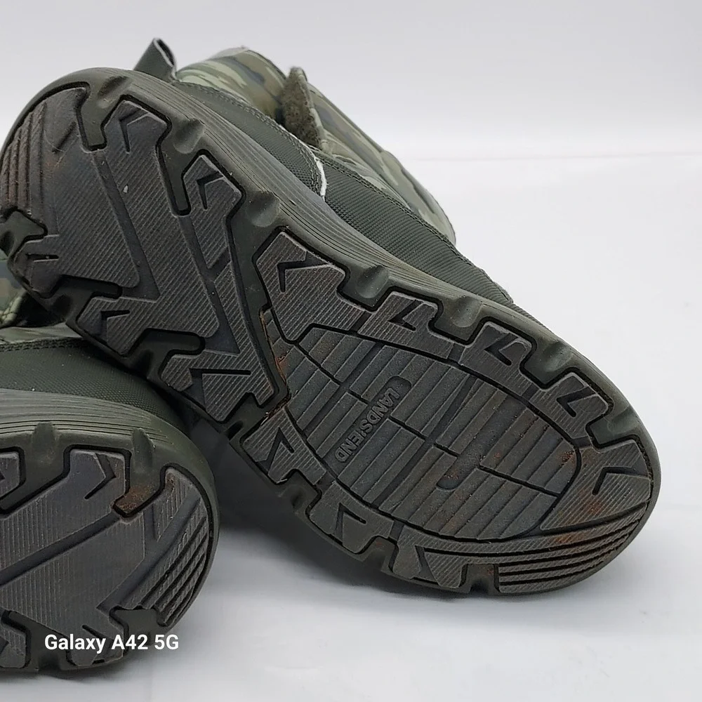 Lands End Youth Camo Snow Boots Green Camouflage Insulated Winter Size 13M
